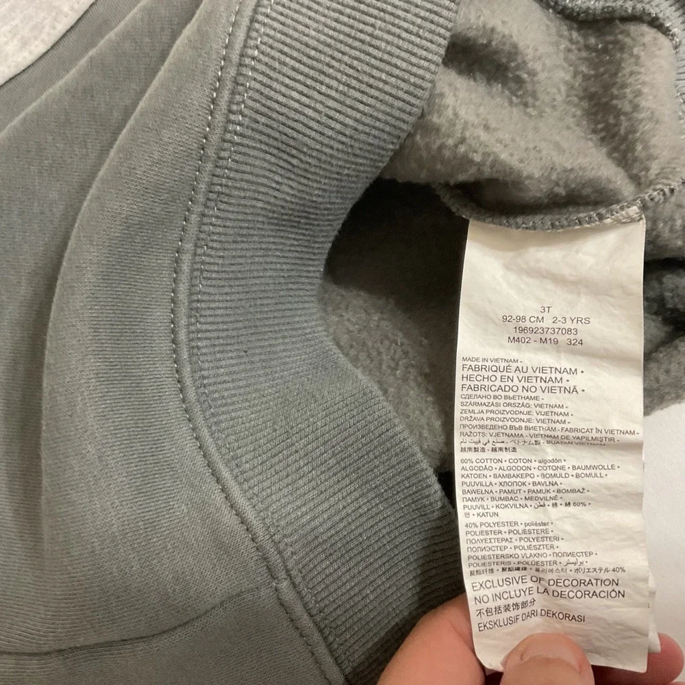 Nike Sweatshirt Kids 3T Grey‎ Colorblock Blue Swoosh Pullover Fleece